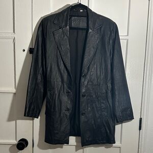 KIT vintage Black Leather Blazer Jacket UK 10 EU 36 US size S